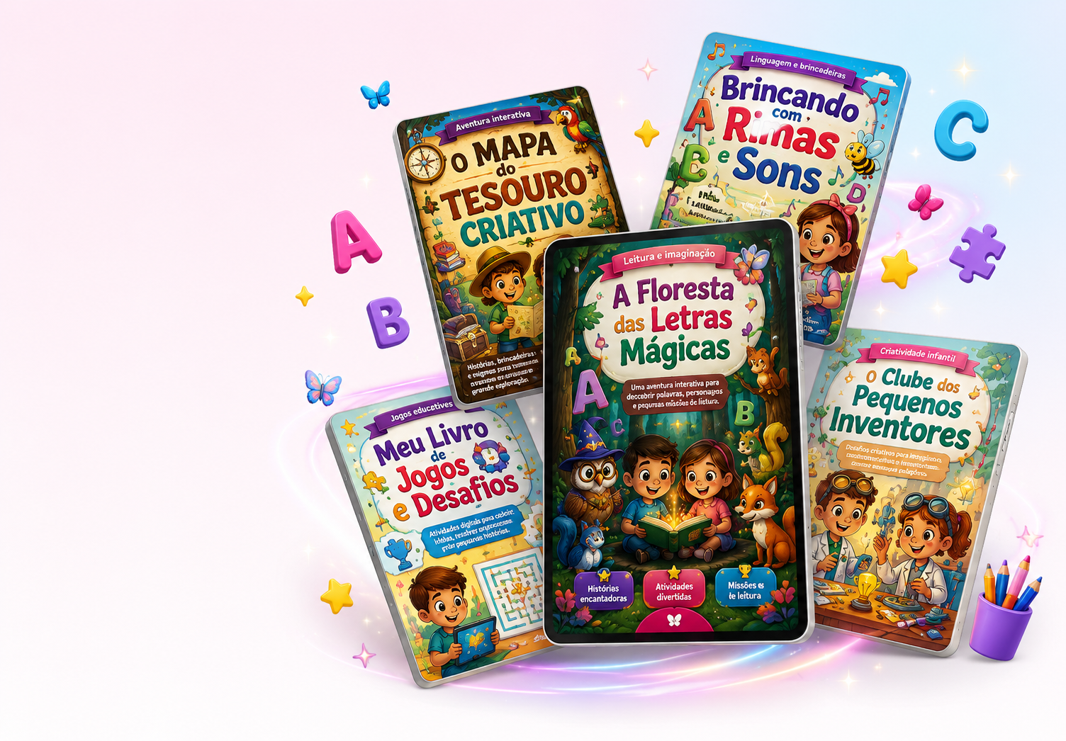 Banner com livros infantis digitais do Cantinho das Borboletas